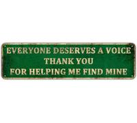 Letrero Metálico Terapeuta del Habla Todos Merecen Voz Gracias Divertido Chapas Metalicas Resistente Al Desgaste Y Duradero Placas Metálicas para Restaurante Cocina Taberna 20X30Cm