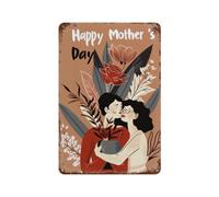 Letrero Metálico Una Elegante Ilustración De Una Madre Y Su Hijo En Una Letrero Metal Regalo De Cumpleaños Tin Sign para Taller Restaurante Cafetería M