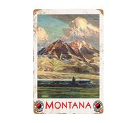 Letrero Metálico Viajes En El Ferrocarril del Pacífico Norte De Montana Resistente Al Desgaste Y Duradero Cartel De Metal Decoración Placas Metálicas para Garaje Aseo WC 20X30Cm