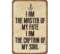 Letrero Metálico Yo Soy El Amo De Mi Destino. Yo Soy El Capitán De Mi Alma. Personalizado Cartel De Hojalata Regalo De Cumpleaños Letrero Metal Para Cafetería Club Restaurante S