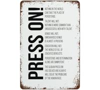 Letrero motivacional de aluminio de 15 x 20 cm - "Nada en el mundo puede reemplazar la perseverancia. Sigue adelante" - Decoración de pared con cita | Hogar, cocina, restaurante | Regalo para persona