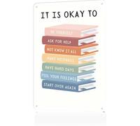 Letrero motivacional de metal con texto en inglés "It'S Okay To Not Be Okay To Not Be Okay" para el aula de secundaria, escuela secundaria, decoración de pared, 8 x 12 pulgadas