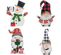 Letrero Navideño, 4 Piezas Decoración de Mesa de Madera, Decoración para Temporada Navideña, Adorno Ensamblado para Sala, Casa, Oficina, Letrero de Navidad