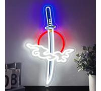 Letrero Neon Espada Japonesa Para Habitación Gaming Juvenil Bar,Luz Neon Katana Regalo Para Fans Del Anime Y Amantes Del Samurái,Iluminación LED Con Diseño De Nubes Decoración De Pared USB（15.8"*9.9"）