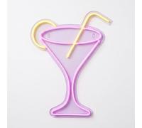 Letrero neón LED cóctel 32x43 cm acrílico USB-C para bar, pared y pub rosa | Decoración multicolor verde, amarillo y rosa con ganchos y acrílico transparente para bar, pub, cocina o sala de juegos.