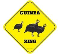 Letrero novedoso de Guinea Crossing - Letreros divertidos para decoración del hogar, aluminio libre de óxido, resistente a la intemperie, resistente a la decoloración, texto negro sobre fondo amarillo