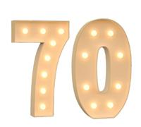 Letrero Número Iluminado Con Pistola Pegamento Caliente Y Soporte,Números Iluminación LED Decorativos For Fiesta,Boda,Festival,Decoración Cumpleaños(Yellow Number 70,4FT)