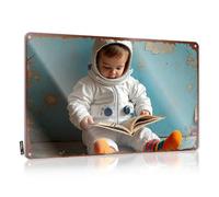 Letrero para adultos con texto en inglés "For Man Cave Curious Astronaut In Training: Exploring the Stars Through Books" (30 x 40 cm)