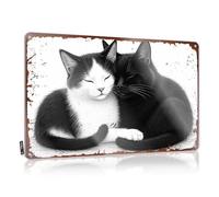 Letrero para adultos con texto en inglés "For Man Cave Two Cats In Black And White: A Heartwarming" (20 x 30 cm)