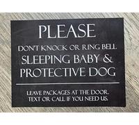 Letrero para colgar en la pared con texto en inglés "Don't Knock or Ring Bell. Naptime. Sleeping Baby Protective Dog Funny Welcome Go Away Signs No Soliciting For Home Don'T Disturb - Decoración de