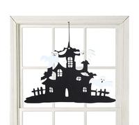 Letrero para colgar en la puerta de, con texto en inglés «The Witch Is In», palabras negras, decoración de Halloween