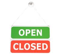Letrero para colgar en puerta, de doble cara, con texto en inglés: «Open / Closed».