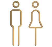 Letrero para inodoro, 1 par de 7 pulgadas, acrílico dorado, letreros de baño para hombres y mujeres, letrero decorativo de repuesto para baño público, centro comercial, restaurante, oficina, escuela