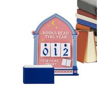 Letrero para mostrador de libros, divertido diseño impreso en 3D, decoración de estantería con texto en inglés "How Many Books Read This Year", para mujeres, hombres, niños, escritores, profesores