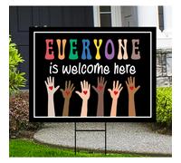 Letrero para patio con texto en ingls ""Everyone Is Welcome Here"" - Resist Hate Lawn Sign Anti-Trump Resist Racism Resist Fascism Yard Sign con e