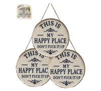 Letrero Para Puerta Con Texto En Inglés "This Is My Happy Place", Divertido Cartel De Metal, Placa Hojalata Vintage, Don't F*ck It Up, Jardín, Decoración Pared Retro Patio, Hogar(3pcs,12in)