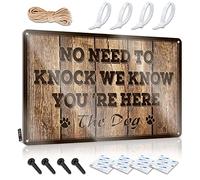 Letrero para puerta de dormitorio con texto en inglés "No Need To Knock We Know You'Re Here" (20 x 30 cm)