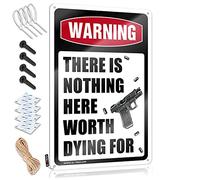Letrero para puerta de dormitorio con texto en inglés "Warning There Is Nothing Here Worth Dying For For Funny Man Cave Signs" para el hogar y bar (30 x 40 cm)