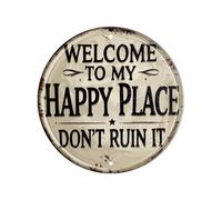Letrero pequeño de metal - 20 x 20 cm Retro Funny Round Wall Decoration, Vintage Tin Wall, Humorous Home Decor Sign, Rustic Hanging Metal Art for Front Door Living Room Garden Yard Indoor