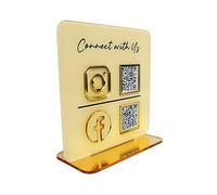 Letrero personalizable con código QR para múltiples negocios, visualización QR, escaneo para pagar, Face-book, redes sociales, código QR, colores incluyen azul cielo, oro, rosa, lavanda (dos códigos