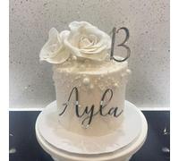Letrero personalizado con nombre de pastel, placa acrílica con nombre para pastel, decoración de pastel con nombre, tarjeta de lugar de boda, fiesta de cumpleaños, baby shower, decoración de letras (4