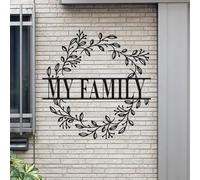 Letrero personalizado con nombre familiar, decoración de pared con monograma, letrero de metal, decoración de hojas para el hogar, decoración de puerta delantera, decoración del hogar