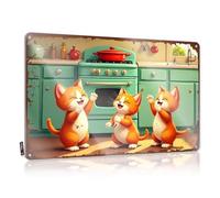 Letrero personalizado con texto en inglés "Man Cave Three Happy Cats Dancing In The Kitchen", letrero de estaño divertido para la pared (30 x 40 cm)