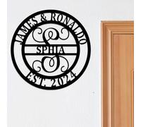 Letrero personalizado de letra dividida con monograma de apellido familiar para el hogar, letrero de metal personalizado para decoración de pared
