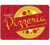 Letrero personalizado de pizzería para decoración de pared con diseño de pizza y loveraluminum divertido retro de metal de 20 x 30 cm