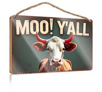 Letrero personalizado para puerta delantera, ¡Bienvenido a nuestra granja! ¡Moo-y'all! Decoración de baño, decoración de pared para dormitorio (20 x 30 cm)