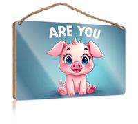 Letrero personalizado para puerta delantera, ¿Eres lindo como un cerdo? Decoración de baño, decoración de pared para dormitorio (20 x 30 cm)