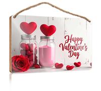 Letrero personalizado para puerta delantera, feliz día de San Valentín, decoración de baño, decoración de pared para dormitorio (15 x 28 cm)