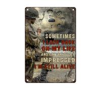 Letrero Pintado Soldado del Ejército A Veces Miro hacia Atrás En Mi Vida Y Estoy Seriamente Artística Cartel De Metal Divertidos Placa De Pared Póster para Sala 30X20Cm