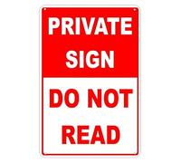 Letrero privado Do Not Read Funny Letrero de metal de hojalata, decoración de pared de 12 x 8 pulgadas