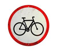 Letrero redondo de estaño con diseño de bicicleta prohibida, letrero de metal vintage para cafetería, bar, pub, decoración de pared del hogar, póster de metal de 8 x 8 pulgadas