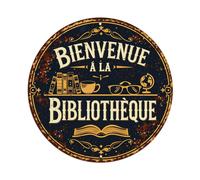 Letrero redondo de estaño con texto en inglés «Welcome To The Library», con diseño de gafas de café, estilo vintage, retro, para oficina, sala de estar, bar, decoración de pared, 20,3 x 20,3 cm
