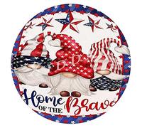 Letrero redondo de metal con diseño de gnomo patriótico del 4 de julio, placa de arte para pared, publicidad, bar, placa de estaño, adecuada para hombre, cueva, bar, cafetería, oficina, hogar, cocina