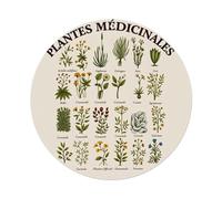 Letrero redondo de metal con ilustración botánica de plantas medicinales y hierbas medicinales, estilo vintage, para el hogar, bar, jardín, pared, póster de metal de 8 x 8 pulgadas
