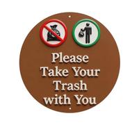 Letrero redondo de metal con texto en inglés "Please Take Your Trash With You" para decoración de pared, bar, garaje, cafetería, cocina, hogar, póster artístico de pared de 8 x 8 pulgadas