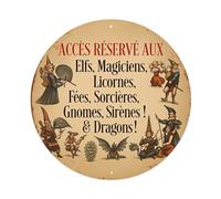 Letrero redondo de metal retro con criaturas de fantasía y seres mágicos, decoración de pared para el hogar, bar, cafetería, póster de metal de 8 x 8 pulgadas