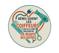 Letrero redondo de metal retro con texto en inglés "Blessed Are The Hairdressers For They Bring Out The Beauty In Otros", de metal vintage, decoración de pared para el hogar, bar, cafetería, póster de