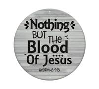 Letrero redondo de metal retro con texto en inglés "Nothing But The Blood Of Jesus", decoración de pared para el hogar, bar, cafetería, póster de metal de 8 x 8 pulgadas