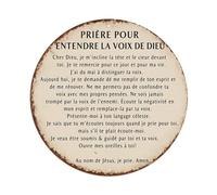 Letrero redondo de metal retro con texto en inglés "Prayer To Hear The Voice Of God", decoración de pared para el hogar, bar, cafetería, póster de metal de 8 x 8 pulgadas