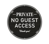 Letrero redondo de metal retro con texto en inglés "Private No Guest Access" Thank You, decoración de pared para el hogar, bar, cafetería, póster de metal de 8 x 8 pulgadas