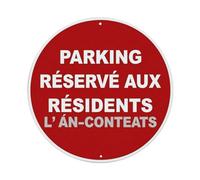 Letrero redondo de metal retro con texto en inglés "Residents Only Parking No-Contests" para decoración de pared para el hogar, bar, cafetería, póster de metal de 8 x 8 pulgadas