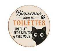 Letrero redondo de metal retro con texto en inglés "Welcome to The Black Cat Toilets", decoración de pared para el hogar, bar, cafetería, póster de metal de 8 x 8 pulgadas