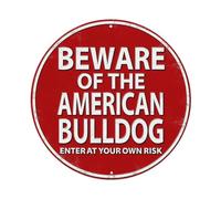 Letrero redondo de metal vintage con texto en inglés "Beware Of The American Bulldog Enter At Your Own Risk" para cafetería, bar, pub, decoración de pared del hogar, póster de metal de 8 x 8 pulgadas