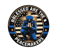 Letrero redondo de metal vintage con texto en inglés "Blessed Are The Peacemakers Police Officer" para cafetería, bar, pub, decoración de pared del hogar, póster de metal de 8 x 8 pulgadas