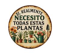 Letrero redondo de metal vintage con texto en inglés «Do I Really Need All These Plants», para sala de estar, bar, hogar, dormitorio, decoración de pared, póster de metal retro de 8 x 8 pulgadas