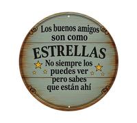 Letrero redondo de metal vintage con texto en inglés «Good Friends Are Like Stars. You Can't Always See Them» de metal, retro, para oficina, sala de estar, bar, decoración de pared, 20,3 x 20,3 cm